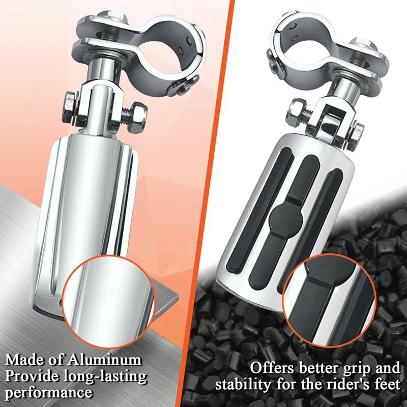 

Motorcycle Footrest 1-1/4inch Bar Mount for Harley Honda BlackJAS