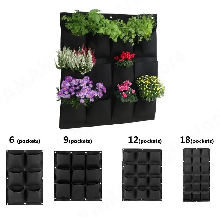 

Pocket Flower Jardin Vertical Plant Grow Wall Bags Black Pot Garden Tools Home Planting Hanging Indoor Planter M20