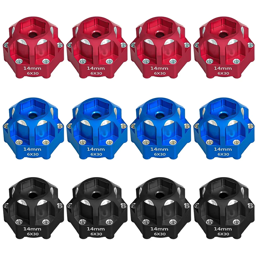 4 Pcs Aluminum 6x30 to 14mm Hex Adapter RC Car Accessories for 1/10 Proline Arrma Senton Granite Upgrade Parts