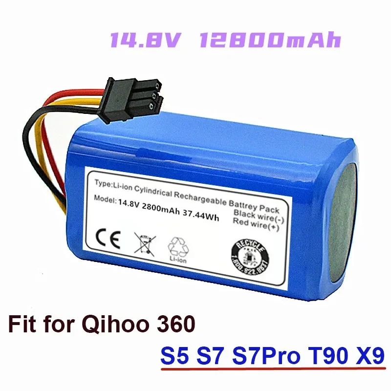 14.8v 12800mah Robot Vacuum Cleaner Battery Pack  for Qihoo 360 S5 S7 S7Pro T90 X9 Robotic Vacuum Cleaner Replacement Batteries