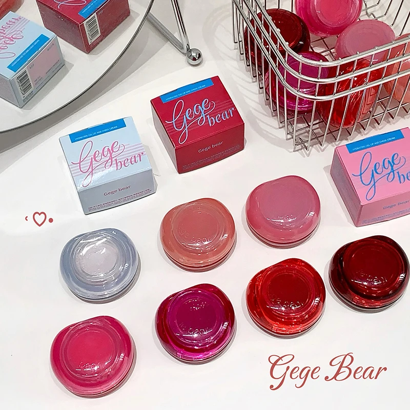 ゲゲベア 3in1 ジェリーバーム - リップ、チーク＆グローハイライター、保湿シアーティント、ベビースキン効果のためのウォーターライトデューイフィニッシュ