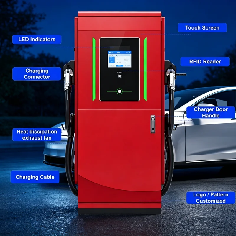 Customized Charging Pile EV Charger, Multi Gear Power Pile, Adjustable DC Fast Station for Different EV Charging Needs