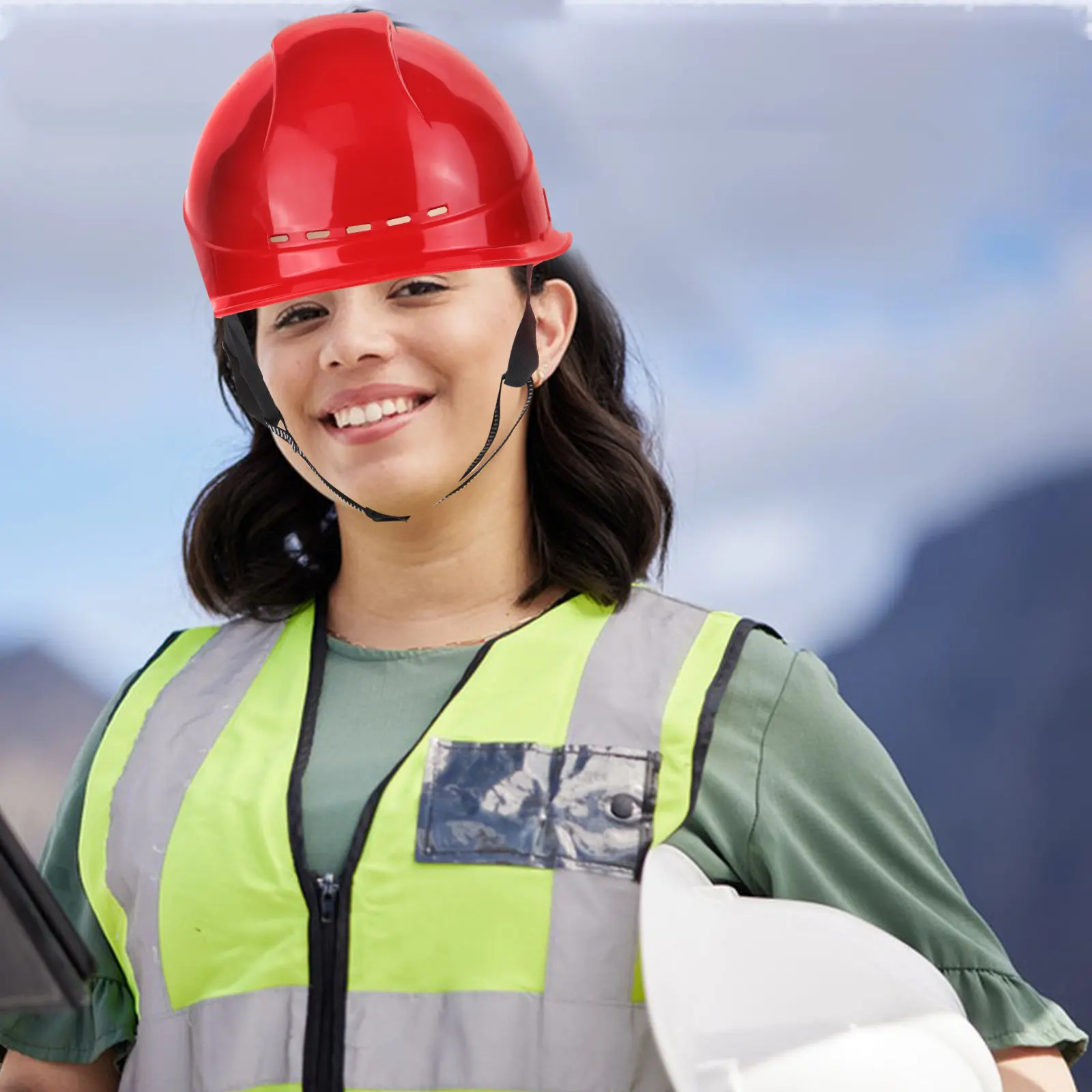Thick Safety Red ABS Material Construction Hard Hat for Men Ventilation Design Sweat Resistance Impact Protection