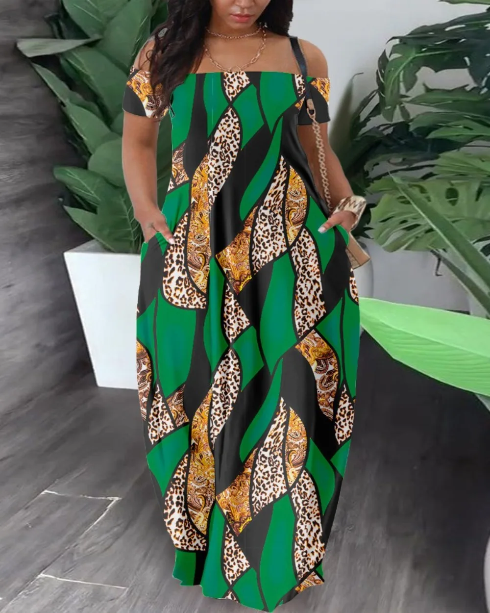 

Summer Sexy African Women Fashion Short Sleeve Polyester Printing Long Dress Maxi Dresses for Women African Dresses