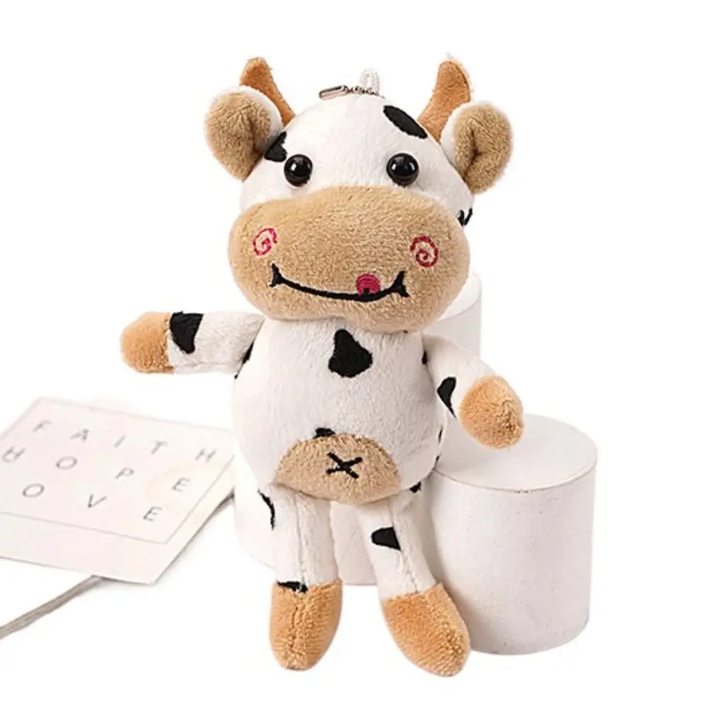 Porte-clés en peluche de vache à lait pour filles, coton PP, animal de dessin animé, tacheté, mignon, doux, beurre