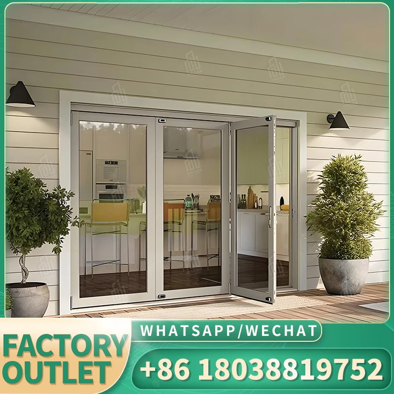 Heavy duty Coastal Glass Commercial Doors Folding Glass Door Thermal Breaking Glass Bifold Doors