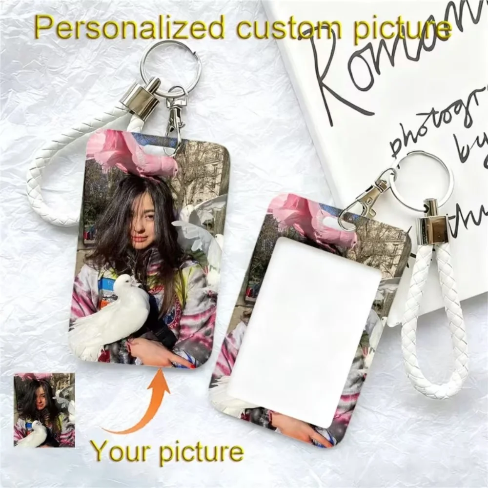 Batch Group Purchase DIY Custom Photo Personalized Sliding Card Holder With Braided Lanyard For Student ID Work Permit Card Case