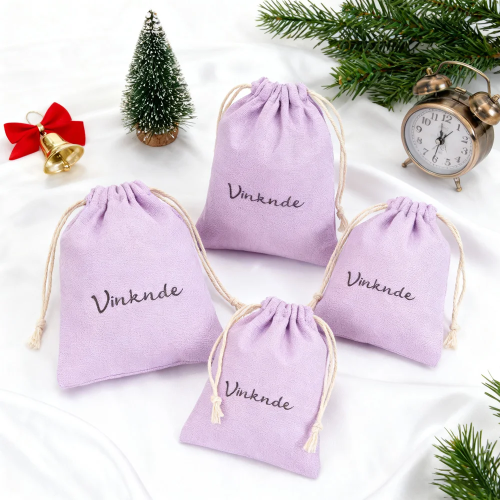 

Хлопковые пылезащитные сумки с принтом на заказ, белые, фиолетовые муслиновые хлопковые холщовые ожерелья, сумка на шнурке, ювелирные изделия, подарочные мешочки для духов