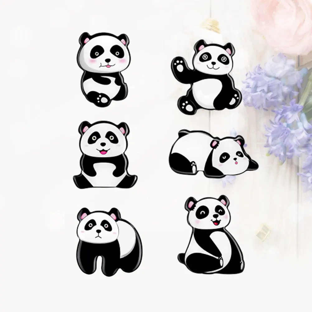 

6pcs Panda Fridge Magnet Animal Refrigerator Sticker Accessories Cartoon Kitchen Decal Decorative Magnetic Home Decoration For