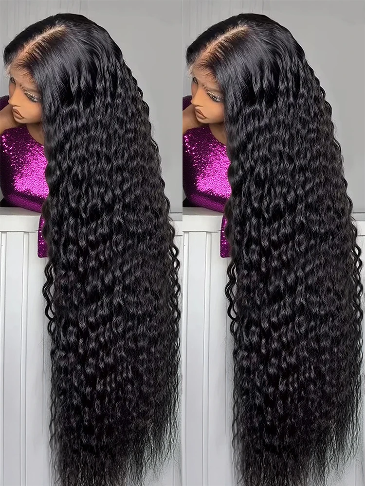 

40 Inch Deep Wave 360 Full Lace Frontal Wig PrePlucked Water Curly 100 Human Hair 13x6 Hd Lace Front Wigs For Women 300% Density