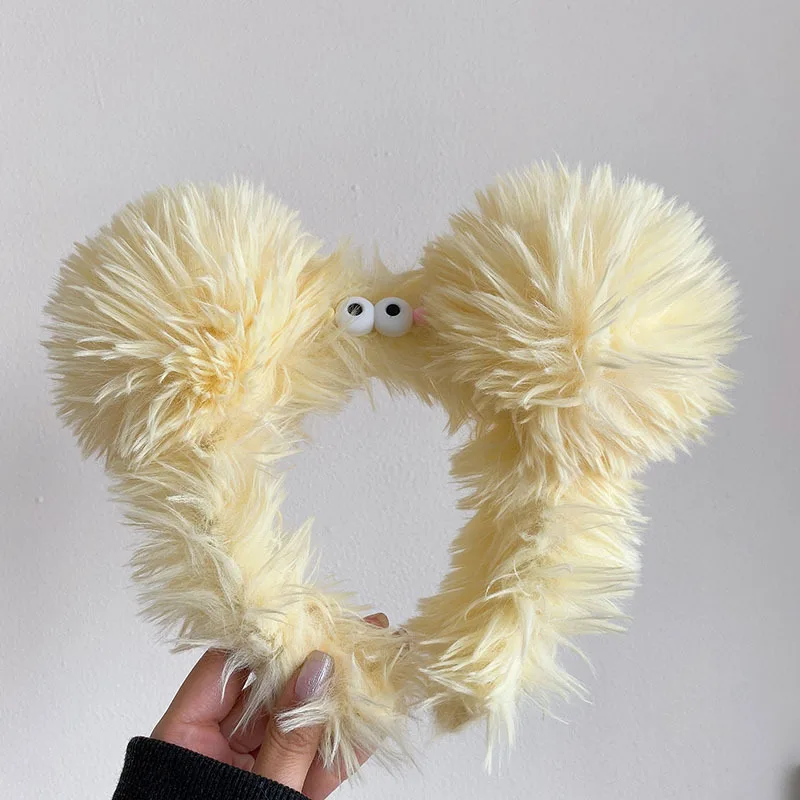 Lustige Plüsch Stirnbänder für Frauen niedliche flauschige Haar bänder Mädchen Stirnband Hautpflege Stirnband zum Waschen Ihres Gesichts Cosplay Haar bügel – Detail 4