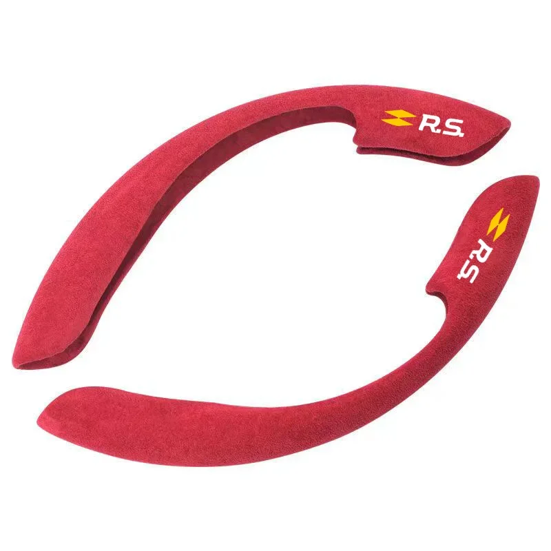 

Car Steering Wheel Cover black suede leather for Renault RS Line Clio Megane Sandero laguna Scenic Koleos Steering Wheel Cover