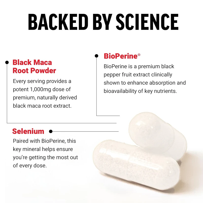 مكمل حيوي للرجال من الماكاغان الأسود ، بامتصاص عالي ، خلاصة الفلفل الأسود ، 60 كبسولة نباتية ، أو ملغ
