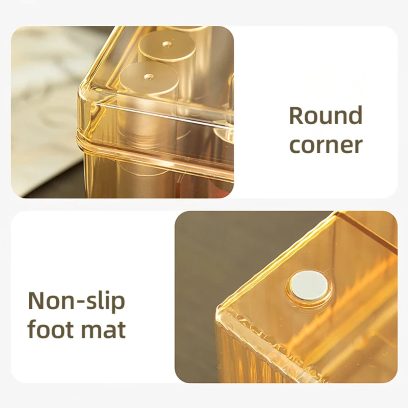 صندوق تخزين الرموش مع غطاء أداة تنظيم مستحضرات التجميل المكتبية وحامل حافظة شفافة من الأكريليك حصريًا لمستلزمات المكياج #5