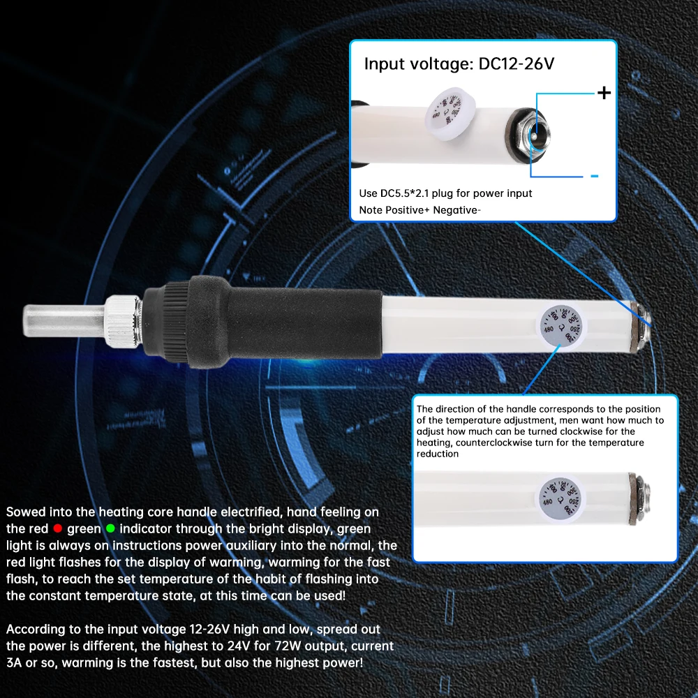 DC12-26V maniglia della stazione di saldatura T12 strumento di saldatura con punta di saldatura per uso domestico 200-450 ℃ manico per saldatore con