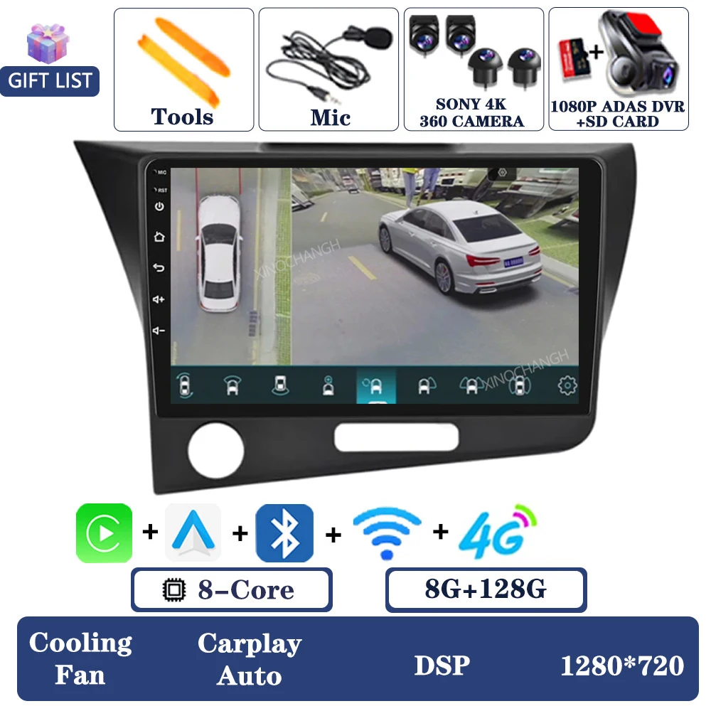 Android 15 Autoradio Voor Honda CRZ CR-Z 2010-2016 QLED Multimedia Stereo Video Player 4G LTE 5G WIFI 2DIN BT Carplay Auto GPS