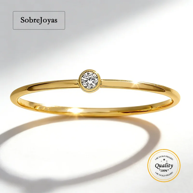 Rings 14k Gold Filled Zircon Stacking Rings Gold Tarnish Resistant Ring CZ Diamond Ring Crystal gold ring Dainty Promise Ring