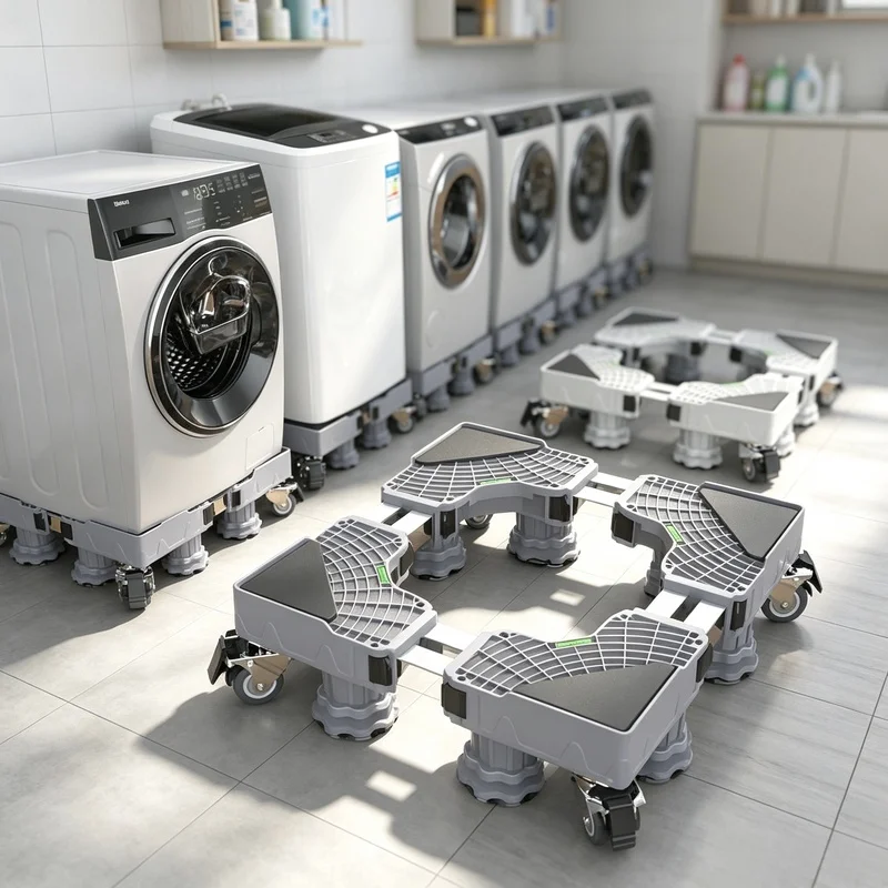 Height Adjustable Household Appliance Support Stand Multi‑Purpose Rack for Washing Machine Dryer Refrigerator