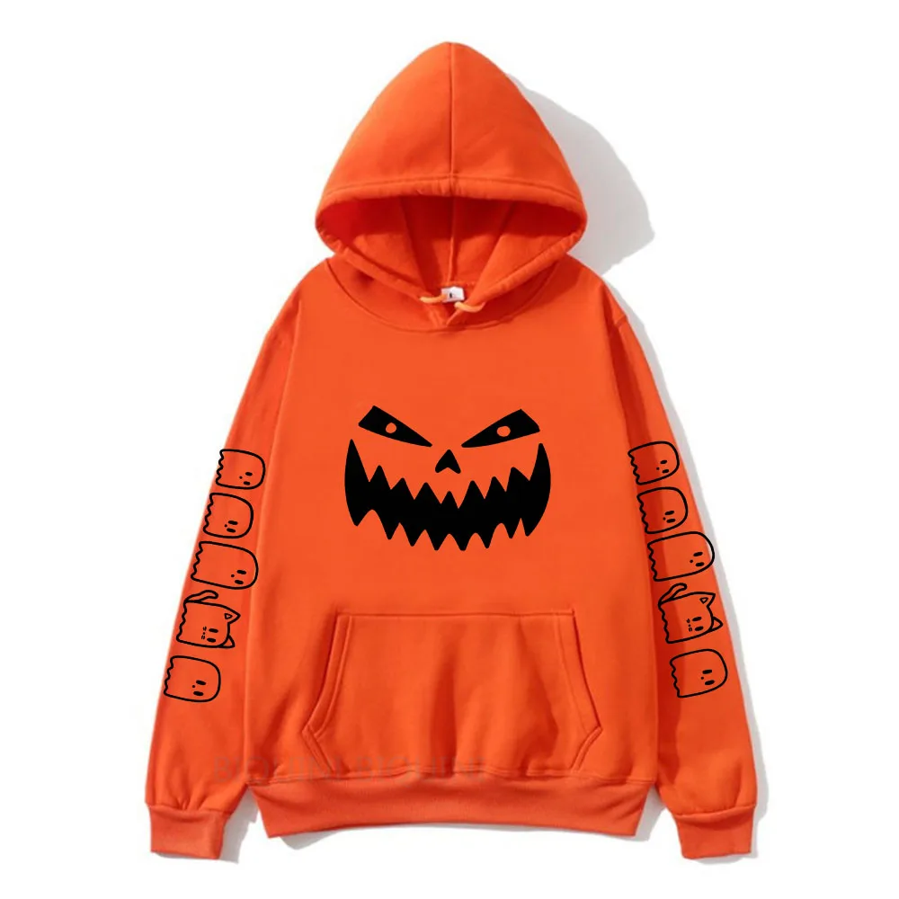 Halloween Hoodie Kawaii Ghost Pumpkin Print Unisex Hoody Fashion Casual Autumn Winter Teens Long Sleeve Male Pullover Sweatshirt