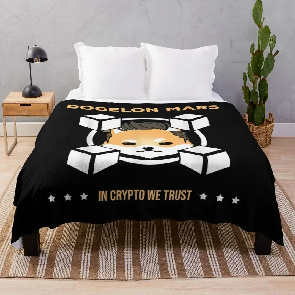 

Dogelon Mars In Crypto We Trust Elon Coin Future Millionaire Throw Blanket Foldable Soft Warm Blanket for Outdoor Use