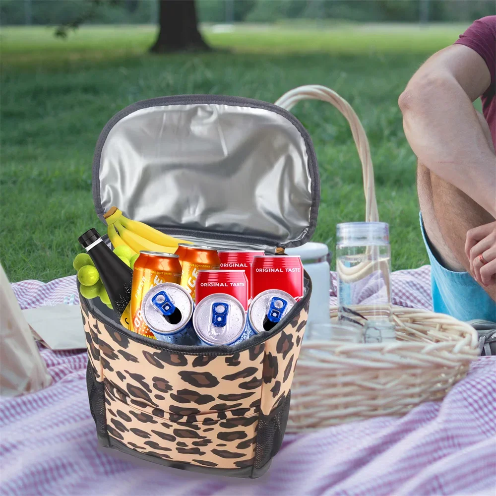Waterproof Insulated Cooler Backpacks Fashion Leopard Thermal Backpack with Bottle Opener Large Capacity Picnic Insulated Bag