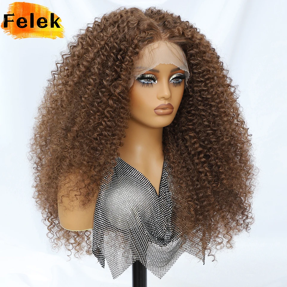 Jerry Curl Synthetic Lace Wigs 24 Inch Kinky Curly Wigs For Afro Female 13x5 Black Pre Plucked Latisha Lace Front Wigs For Woman