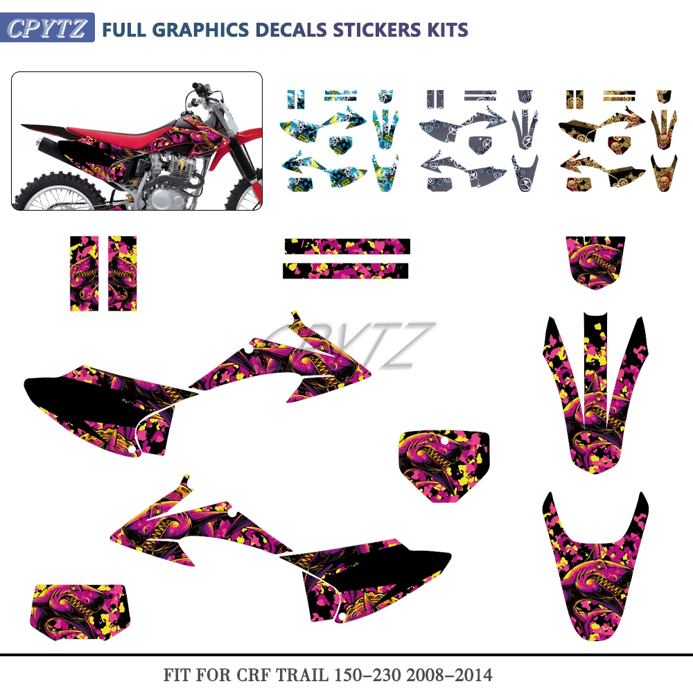 Fit For CRF Trail150 Trail230 Trail 150 230 2008 2009 2010 2011 2012 2013 2014 Graphics Decals Stickers Motorcycle Background