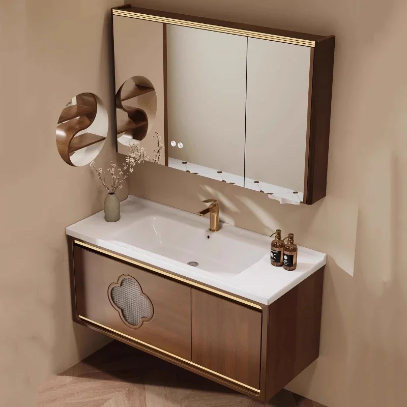 

Display Lamp Bathroom Cabinet Integrated Luxury Wooden Storage Bathroom Cabinet Mirror Study Nordic Gabinete Trendy Furniture