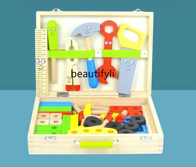 Children's simulation repair toolbox baby hand screwing screws nuts assembly building block educational toys