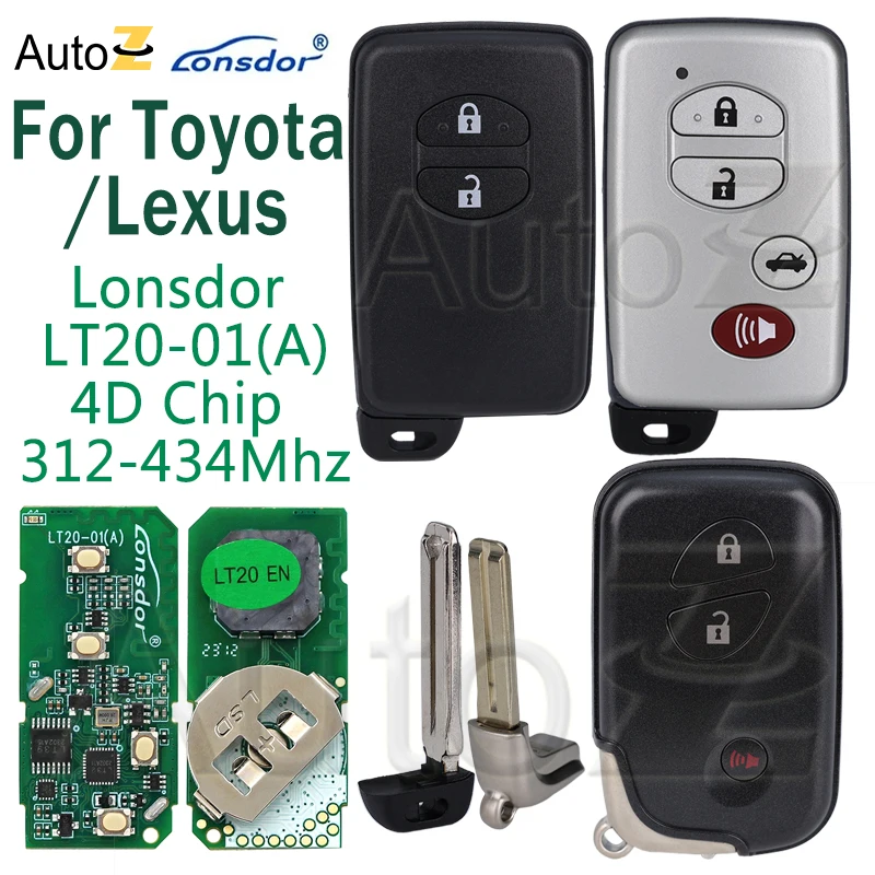 Lonsdor LT20-01EN 312-434Mhz Smart Car key For Toyota RAV4 Prado Corolla Camry For Lexus ES IS LS 4D Chip Keyless go Remote Key