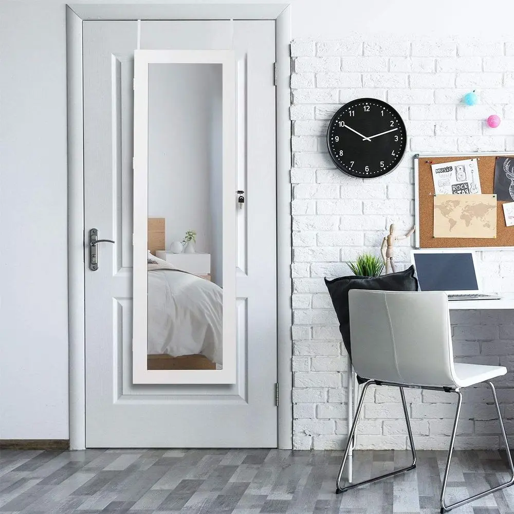 

Space-Saving Lockable LED-lit Door Mirror Cabinet for Makeup & Accessories Storage