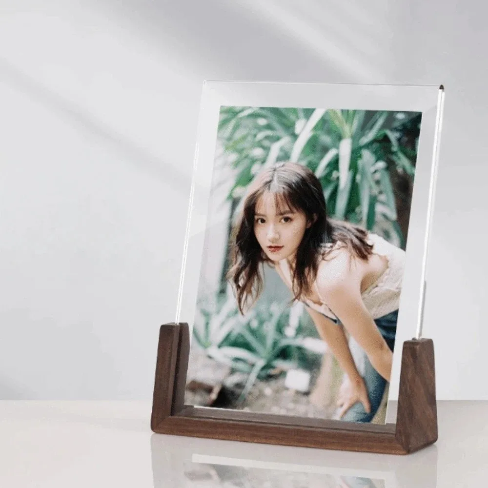 New U Shape Nordic Photo Frame 8in/10in/A4 Size Minimalist Desktop Picture Frame Wooden Photo Display Rack Wedding Use