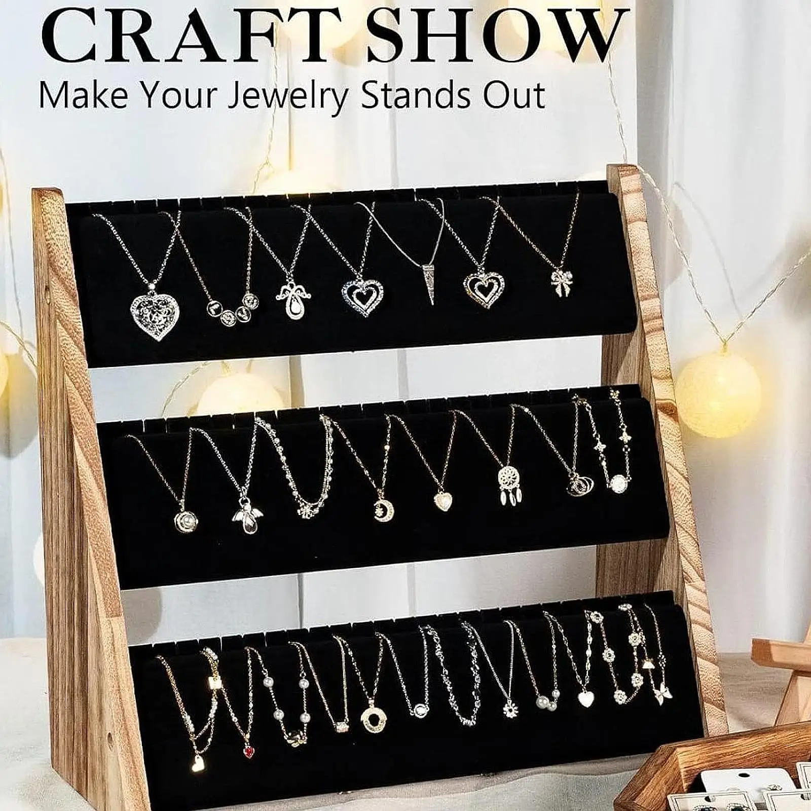 Necklace Rack Jewelry Holder Storage 3 Layer Earrings Organizer Necklaces Tower for Stores Tabletop Dresser Shows Vanity