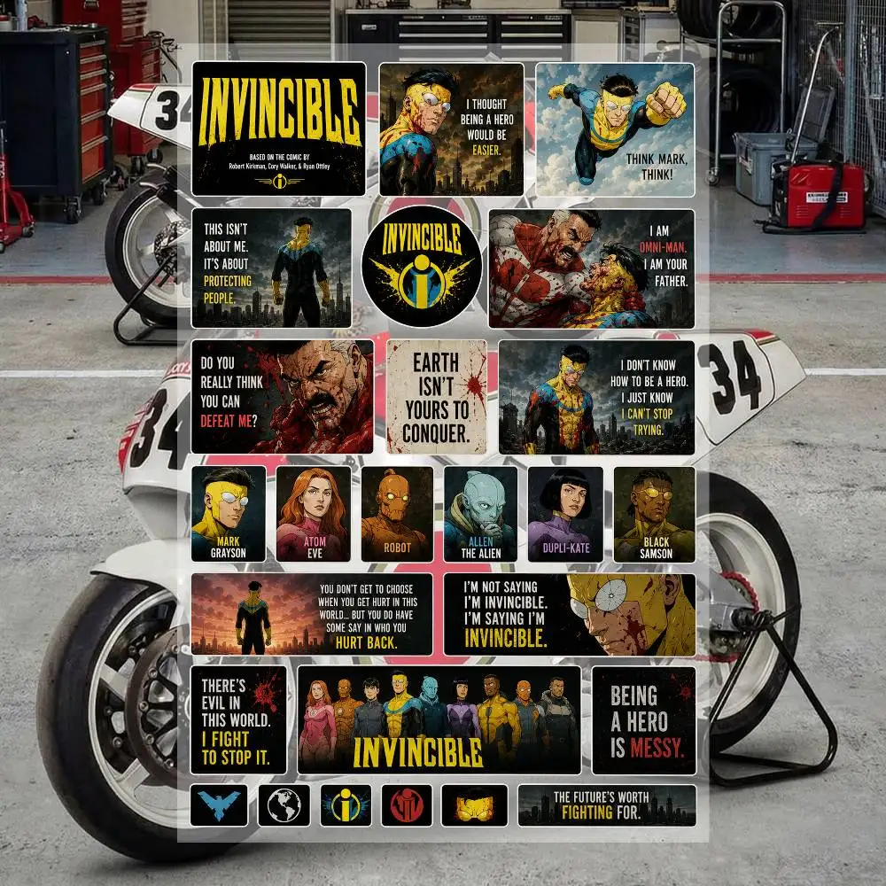 TV series I-InvinciB-L-e Aesthetic Graffiti Waterproof PVC Stickers for Car Motorcycle Skateboard Helmet Notebook
