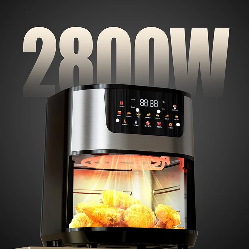 OEM/ODM New Arrivals 8L 10L 12L 15L 2800W Smart Touch Screen Custom Oil Free Electric Deep Fryer Hot Air Fryer