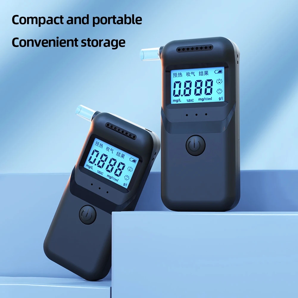 Digital Breath Tester Accurate LCD Display Handheld Analyzer with 5 Mouthpieces for Personal & Professional Use