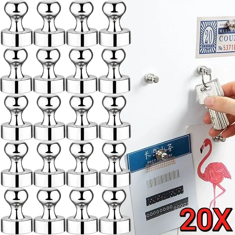 

20PCS Metal Strong Magnetic Pushpins Whiteboard Fridge Magnet Sucker Thumbtack Durable Power Neodymium Push Pins Office School