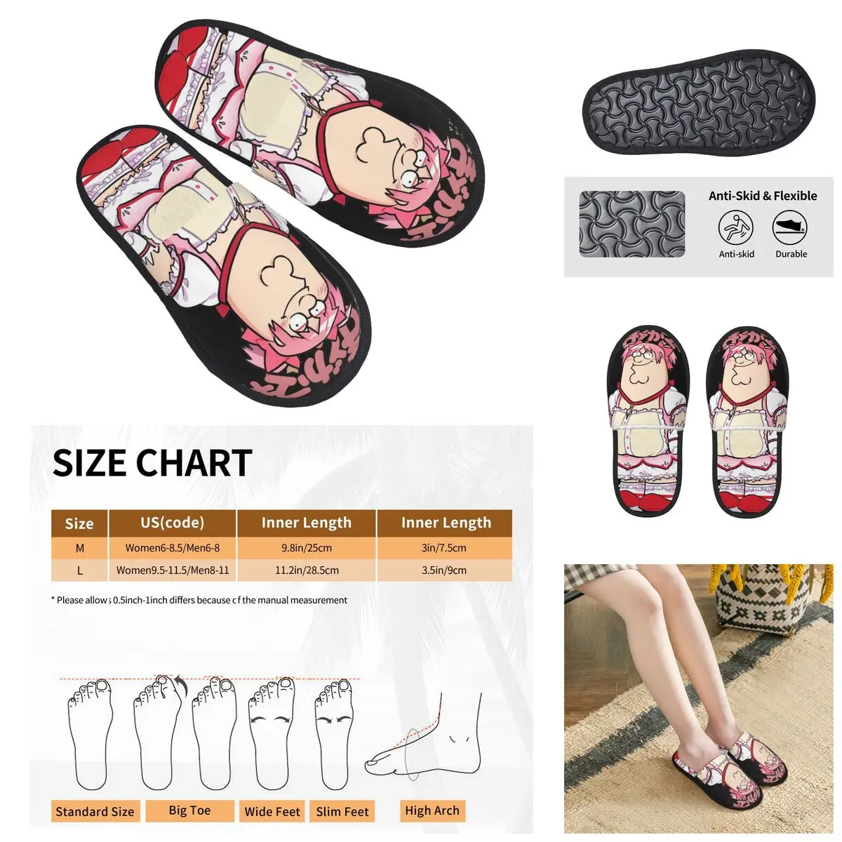 Magical Girl Classic Puella Magi Madoka Magica Men Women Furry slippers,Leisure printing pantoufle homme Home slippers