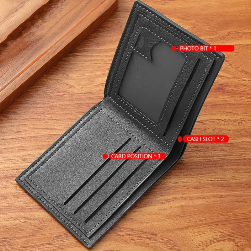 Men's Black Faux Leather Wallet with Game Blox Bobux Design Slim Credit Card Holder Coin Purse Multi-Color Pen Storage Gift