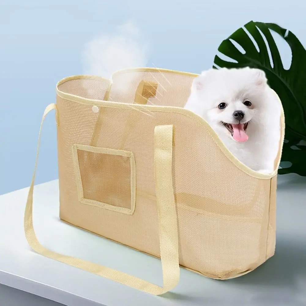 Pet Supplies Mesh Dog Carrier Bag Breathable Large Capacity Puppy Shoulder Handbag Anti-Escape Foldable Travel Pet Bag Walking