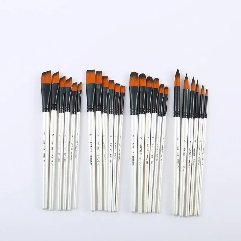 6 pcs Draw Paint Brushes Set Kit Artist Paintbrush Round Brushes with Nylon Hair for Artist Painter Students