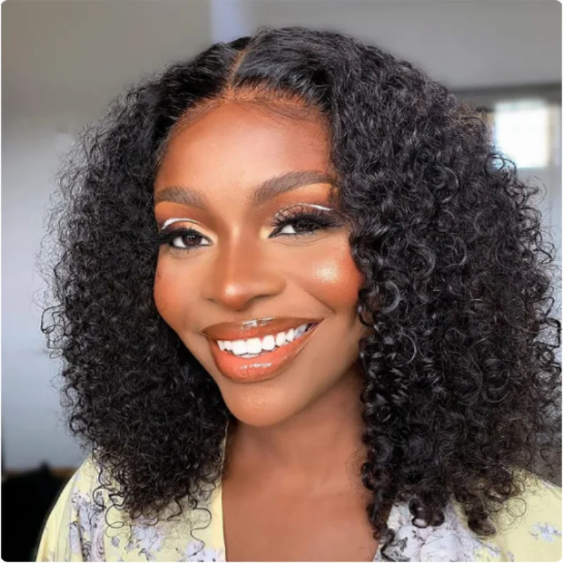 

Glueless Deep Wave Curly Bob Wigs 13x4 Lace Frontal Bob Wig Human Hair For Women Pre Cut Hair