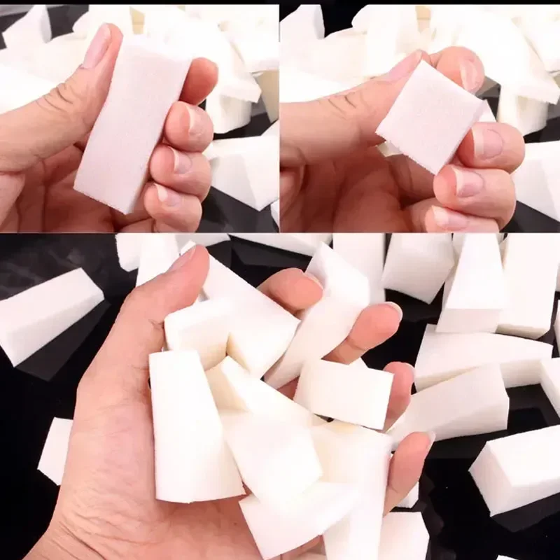 100 pz/pacco triangolo trucco spugna morbida fondotinta viso soffio di polvere lavabile leggero cosmetico nail art strumenti di bellezza