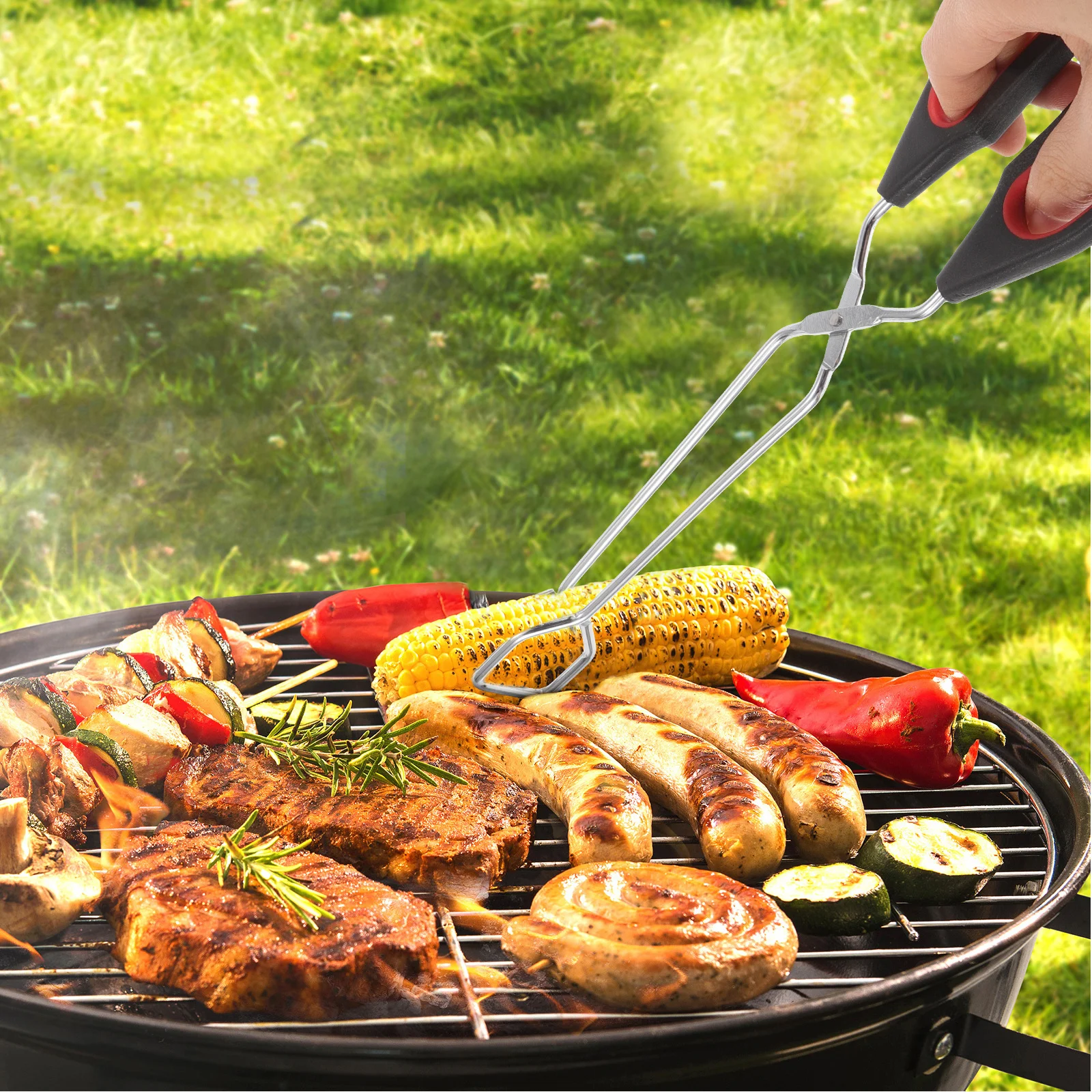 

Stainless Steel Barbecue Tongs Long Handle for Grilling Cooking Flipping Food Bread Toast Kitchen Utensils Outdoor Indoor