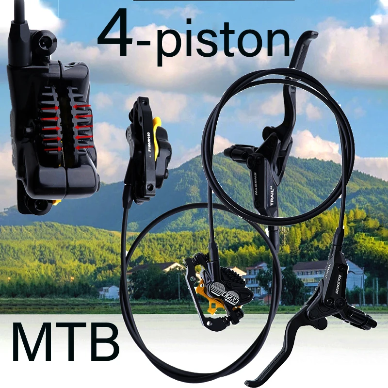 

4-piston Hydraulic Brake Left Rear 4 Piston Brakes Hydraulic Disc Brake Set Mtb Dirt Bike with Cooled Resin Pads for Shimano