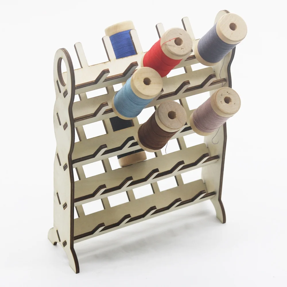 1Pcs Detachable Wooden Thread Holder 50 Spools Sewing Embroidery Thread Rack Organizer Wall Hanging Cones Stand Shelf Tool