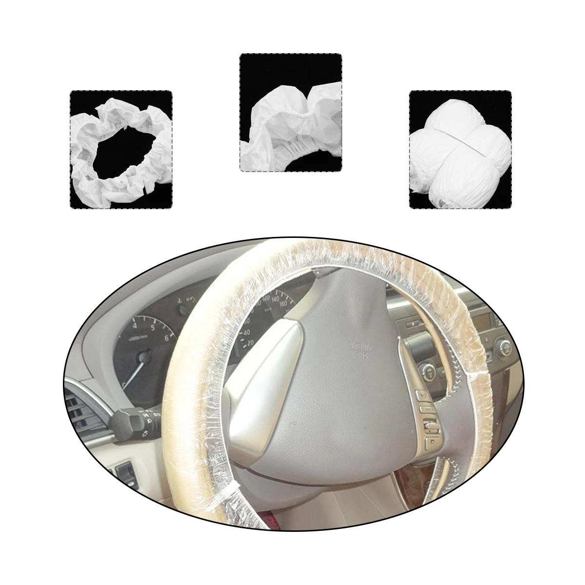 

100 Pcs Wheel Universal Steering Wheel Cover Covers Disposable PVC Universal Car Decor Protector Auto Supplies