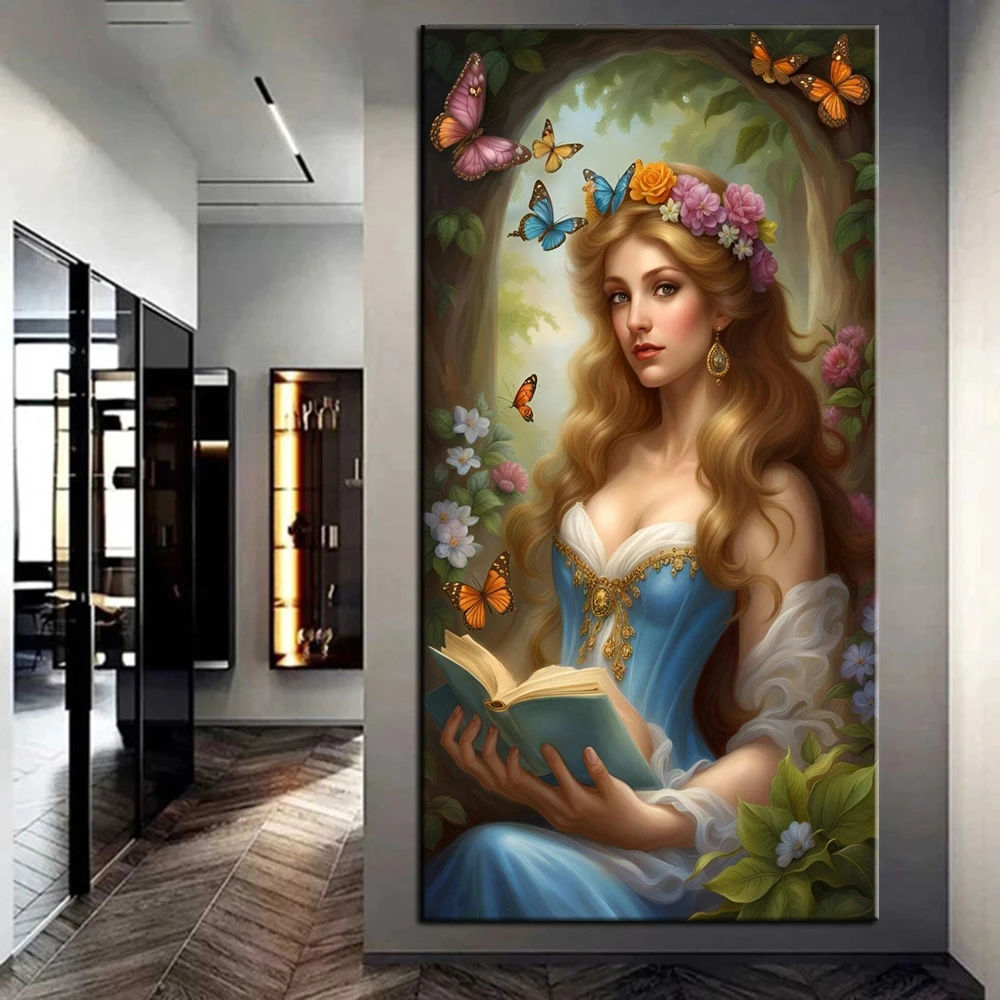 5D DIY Diamond Painting Beauty and Flower Mosaic Embroidery Full Drill Cross Stitch Rhinestones Home Decor J3573