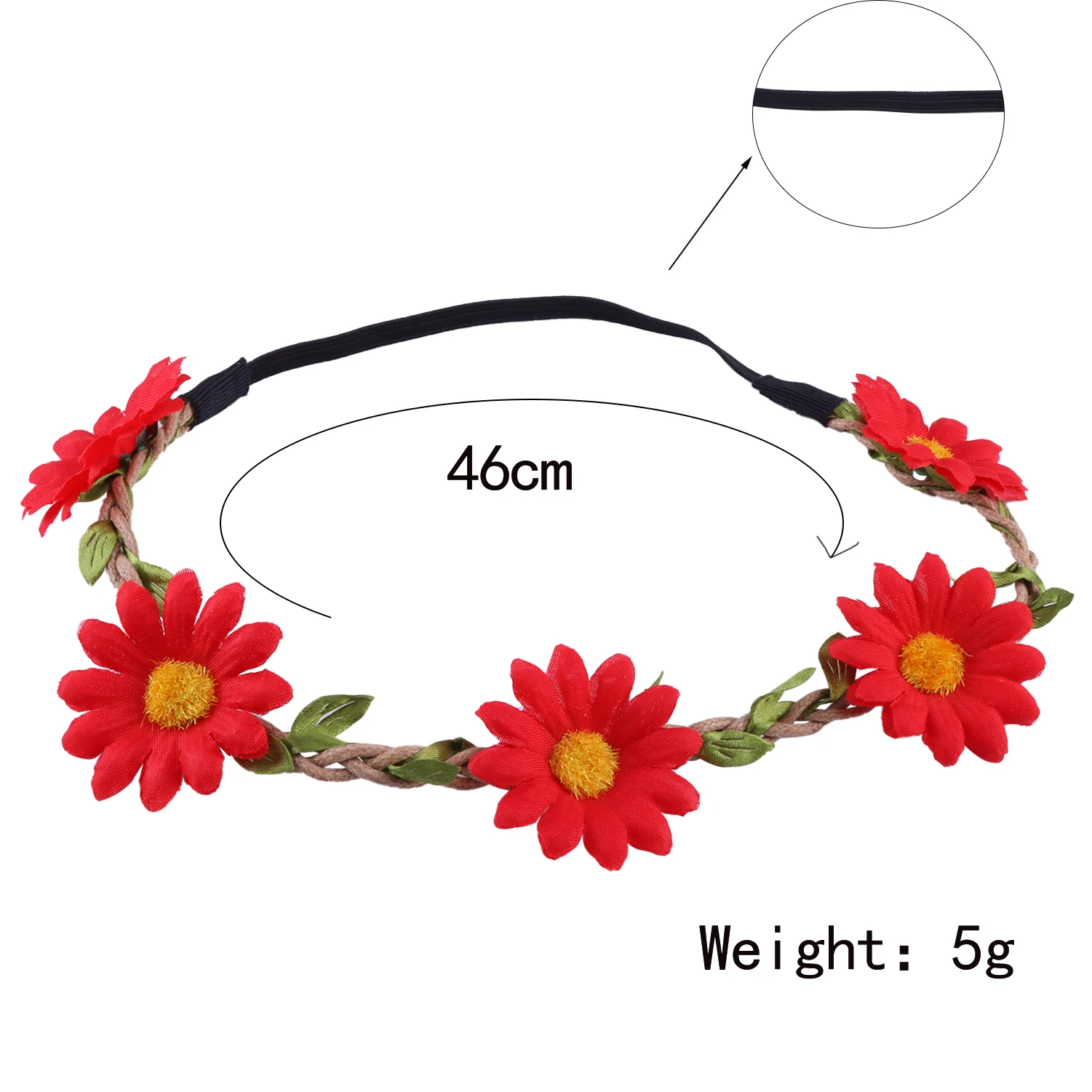 5 Pieces Multicolor Lady Girl Fashion Flower Crown Floral Garland Headbands for Festival Wedding Party