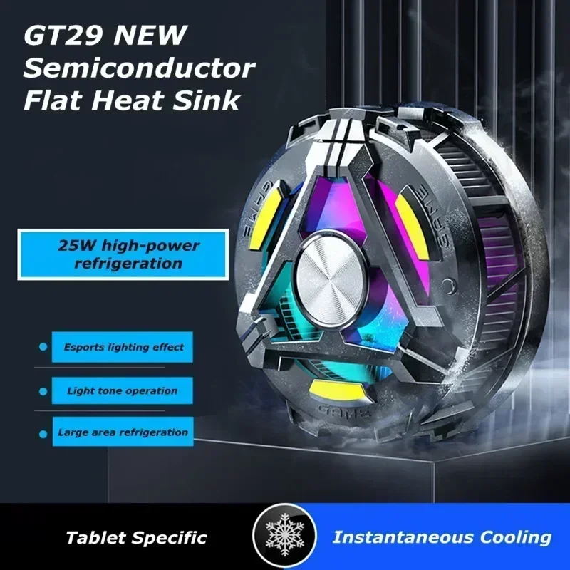 GT29 Magnetic Semiconductor Cooling Fan Radiator Type-C System PUBG Game Cooler for IPad Android Tablet Universal Cool Heat Sink